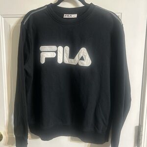 Fila Men's Black and White Crewneck Sweater